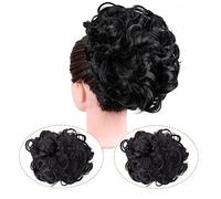Moño Despeinado para Mujer Sintético Messy Bun Wave Extensiones de cabello rizado moño Clip peine en Moño desordenado Accesorios for el for mujeres Moño Postizo(1B#)