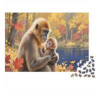 Mono Dorado Puzzle 1000 Piezas Rompecabezas Adultos Y NiñosRegalos Radiancia Materna Rompecabezas De Madera Desafío De Entretenimiento para La Mente 1000pcs (75x50cm)