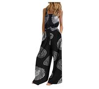 Mono elegante para mujer, de una pieza, largo, sin mangas, playsuit, tallas grandes, de un solo color, cómodo, para invitadas de boda, de pierna ancha, pantalón casual con estampado, de pierna ancha