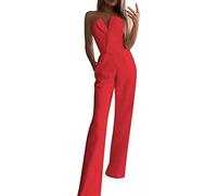 Mono elegante para mujer, traje de verano, con bolsillos fríos, diseño de dinosaurio, rojo, S