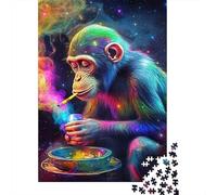 Mono Espacial Colorido Puzzle de 1000 Piezas Papel para Adultos Ambiente Soñado del Universo Juego de Puzzle 1000 Piezas Relajación Hogar Regalo 38x26cm/1000pcs