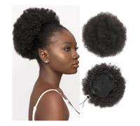 Moño, Extensión de cabello Afro Puff Girl de 20 cm con cola de caballo rizada y cordón ajustable, moño negro Pelucas(Light black)