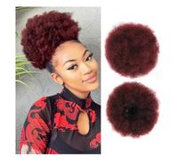 Moño, Extensión de cabello Afro Puff Girl de 20 cm con cola de caballo rizada y cordón ajustable, moño negro para mujeres(Fuchsia)