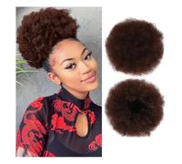 Moño, Extensión de cabello Afro Puff Girl de 20 cm con cola de caballo rizada y cordón ajustable, moño negro para mujeres(Dark brown)