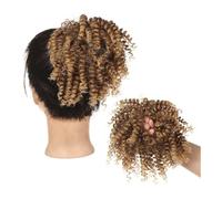 Moño Extensiones de cabello afro rizado con cola caballo for mujer, banda elástica y moño desordenado Postizos(10T27)