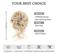 Moño falso Extensiones de cabello sintético con coleta, moño, desordenado, rizado y ondulado. Accesorios para el cabello(1BH613)