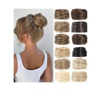 Moño falso Moño de pelo sintético, moño tipo donut, banda elástica de goma, extensión de cabello liso recogido Accesorios para el cabello(27T613)