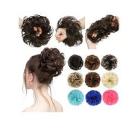Moño falso Moño desordenado, coleteros ondulados y rizados con banda elástica, moño esponjoso, coleta Accesorios para el cabello(22H10)