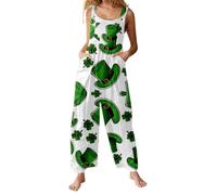 Mono genérico sin mangas casual con estampado tropical, ideal para la playa y las noches de verano., verde, XL