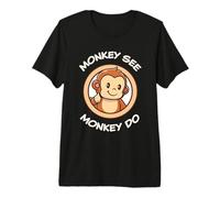 Mono Gracioso. Monkey See Monkey Do. Adorables Animales Kawaii Camiseta Premium
