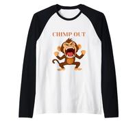 Mono Gritando, chimpancés o chimpancés. Camiseta Manga Raglan