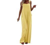 Mono holgado para mujer, con correa de hebilla, elegante, para verano, holgado, para verano, para mujer, con peto, 2023, amarillo, L