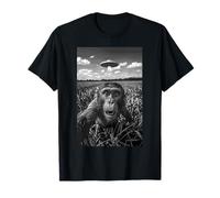 Mono Humor Chimpancé UFO Gorila Chimpancé Espacio de invasión Camiseta
