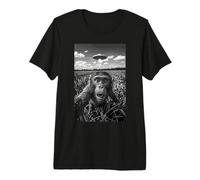 Mono Humor Chimpancé UFO Gorila Chimpancé Espacio de invasión Camiseta Premium
