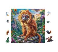 Mono in Flower Bosque Puzzle 100 Piezas Cartón Blanco Premium para Expertos Eventos Team Building Ejercita La Mente Hobby Y Ocio 28x28cm