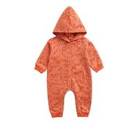 Mono Infantil con Capucha Manga Larga Estampado Dinosaurios Animados para Bebés Recién Nacidos y Niños Pequeños Ropa Cómoda Diaria Jumpsuit (Orange, 2-3 Years)