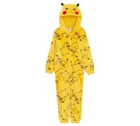 Mono infantil de Pokemon para niñas y niños, con capucha, pijama de forro polar con cremallera, Pikachu, 9-10 años