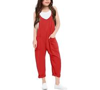 Mono informal holgado de color liso con tirantes en V para niña con bolsillo Características: Mallas Niña 3 Años Mallas Niña Color Carne
