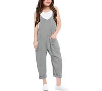 Mono informal holgado de color liso con tirantes en V para niña con bolsillo Características: Mallas Niña 3 Años Pantalones Cortos Niña 3 Años