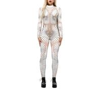 Mono largo de mujer con estampado 3D de robot, con cremallera, sexy, cosplay, disfraz de Halloween con estampado metálico, traje de cuerpo entero, cuello alto, carnaval, disfraz de Marvel