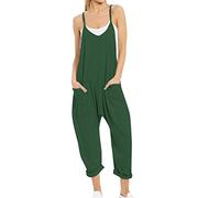 Mono largo de verano para mujer, pantalones de peto con cuello en V, pantalones de trabajo de gran tamaño, sin mangas, mameluco de pierna ancha, ligero, transpirable, con bolsillos grandes, mono