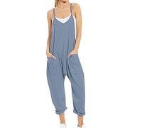 Mono largo de verano para mujer, peto, cuello en V, pantalones de trabajo, talla grande, sin mangas, pelele de pierna ancha, ligero, transpirable, con bolsillos grandes, mono elegante, BU1, 3XL