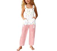 Mono Largo Holgado para niñas con Estampado de Hielo y Bolsillos, Cintura elástica con cordón, diseño de Glaciar, Tejido Suave y Ligero, Ropa de Juego para Primavera y Verano, bebés y pequeños.
