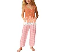 Mono Largo Holgado para niñas con Estampado de Hielo y Bolsillos, Cintura elástica con cordón, diseño de Glaciar, Tejido Suave y Ligero, Ropa de Juego para Primavera y Verano, bebés y pequeños.