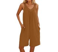 Mono Largo Mujer -Elegante elegante uso diario y uso diario. Diseño cuello en V. Presenta mini bolsillos tela. Ial la temporada verano. (Coffee, L)