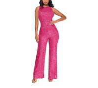 Mono largo para mujer, con lentejuelas, para fiesta | Elegante mono de lentejuelas con efecto brillante. Adecuado para discotecas y fiestas.