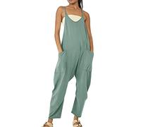 Mono largo para mujer: peto sin mangas, elegante traje de pantalón holgado mono de pierna ancha con bolsillos grandes, pelele clásico de una pieza monocolor pantalones de trabajo de verano, GN1, L