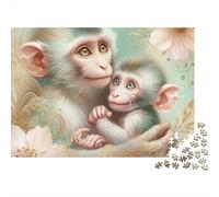 Mono Madre Mono Bebé Puzzle de 1000 Piezas Papel Adultos Floral Puzzle para Toda la Familia Relajación Hogar 52x38cm/1000pcs