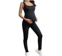Mono Maternidad Mujer sin Mangas Deportivo Jumpsuit Body Traje Una Pieza Premama Embarazada Deporte Bodycon Elásticos Moda Pantalones Largo Bodysuit para Gimnasio Yoga Fitness