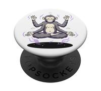 Mono Meditando Cuatro Brazos Yoga Zen Divertido PopSockets PopGrip Adhesivo