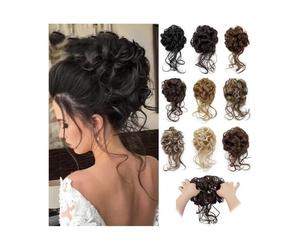 Moño, Moños despeinados tipo donut, moño despeinado, accesorios elásticos for el cabello for mujeres Pelucas(Brown white varietal)