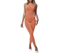 Mono Mujer - informal verano mangas y perneras cortas uso diario, ial estar en casa. (Orange, XL)