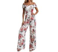 Mono Mujer, Monos cintura alta un hombro al scubierto y estampado sexy e informal (White, M)