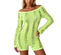 Mono Mujer Verano Mono de Manga Larga Femenino Elegante con Abertura Lateral y Diseño de Espalda Abierta para Ocasiones (Light Green, XXL)