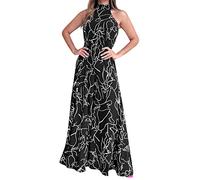 Mono Mujer Verano Mono de Mujer Estampado Informal con Bolsillos Largos y Cinturón Ajustable para un Estilo Cómodo y Moderno (Black, XL)