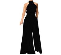 Mono Mujer Verano Pantalones Anchos de Rectos Mono Color Sólido Elegante Largo 2023 Monos de Vestir Verano Casuales Jumpsuits Playsuit Fiesta de Noche Talla Grande Peto Sin Mangas