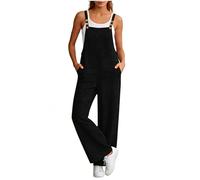 Mono Mujer Verano Sin Mangas Color Liso - Moda Mujer 2026 Mono Chic Elástico Glamour, Monos con Bolsillo Moda Suave para Viaje Vacaciones Descanso Negro S