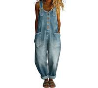 Mono Mujer Verano Sin Mangas Estilo Vaquero - Moda Mujer Mono Classic Suave Elástico, Monos con Bolsillo Chic Exquisito para Viaje Vacaciones Descanso Azul Claro S