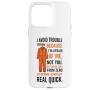Mono Naranja con Texto en inglés I Avoid Trouble Because I'm Afraid of Me Carcasa para iPhone 15 Pro MAX