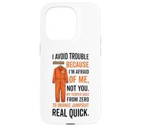 Mono Naranja con Texto en inglés I Avoid Trouble Because I'm Afraid of Me Carcasa para iPhone 15 Pro