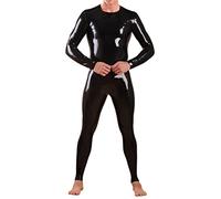 Mono Negro Para Adultos, Catsuit De Goma De Látex Para Hombres Y Mujeres, Mono De Cuello Bajo De Látex Unisex,sin Cremallera,XS