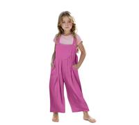 Mono Niña Ofertas,Algodón y Lino Mono de Niña Sin Mangas con Tirantes Sueltos con Cuello en Redondo Monocolor Deporte Peto Pantalones Largos de Pierna Ancha con Bolsillos Monos Casual para Niños