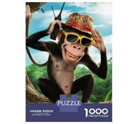 Mono Paquete De 1000 Piezas Cool Mono in Sunglasses and Hat Papel Ecológico Personas Que Aman Entrenamiento Cerebral Fácil Limpiar Noche De Juegos En Familia 70x50cm/1000pcs