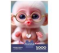 Mono Paquete De 1000 Piezas Fluffy White Mono Holding A Pink Heart Papel Ecológico Personas Que Aman Entrenamiento Cerebral Actividad Vinculación Familiar Ocio Casa 70x50cm/1000pcs