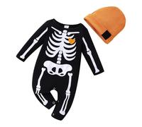 Mono para bebé recién nacido con estampado de Halloween + conjunto de ropa de chándal para bebé, Negro , 2-3 Años