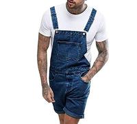 Mono para hombre de jeans de ocio, corto, ropa de trabajo para hombre, pantalones de trabajo transpirables, ligero, baggy, mono con bolsillos, mono de verano, mono de un solo color, cómodo, mono de